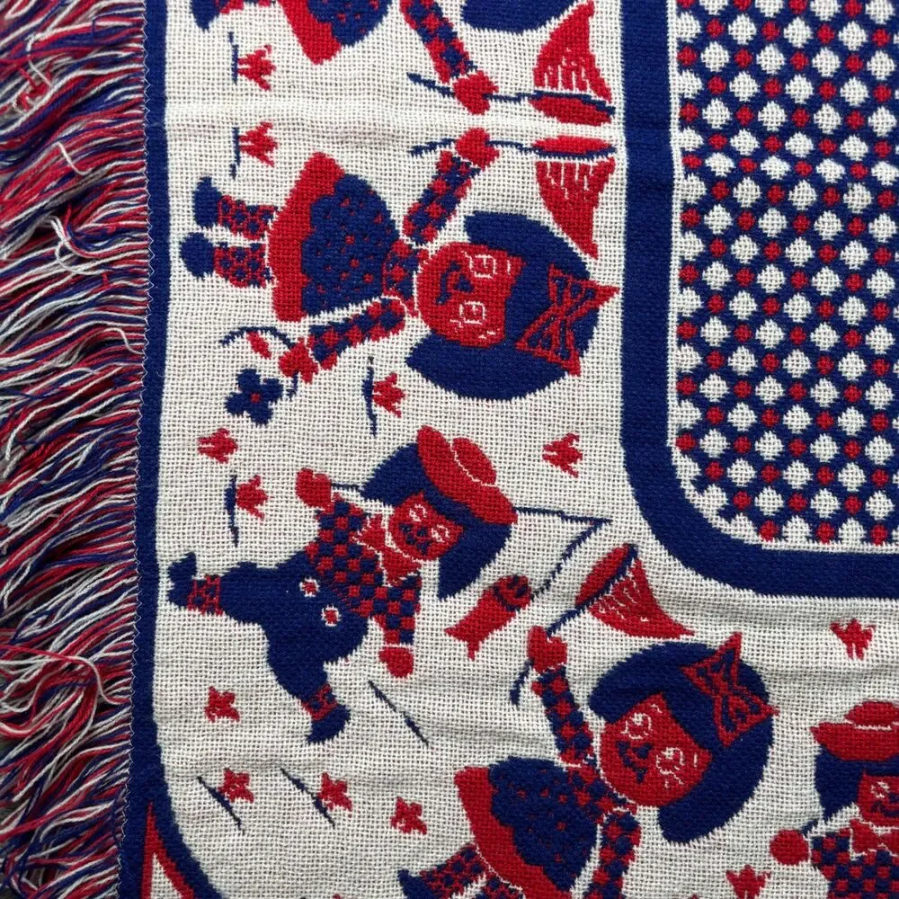 Nannekins by Nannette Raggedy Ann & Andy Vintage 60s Throw Baby Blanket Red Blue